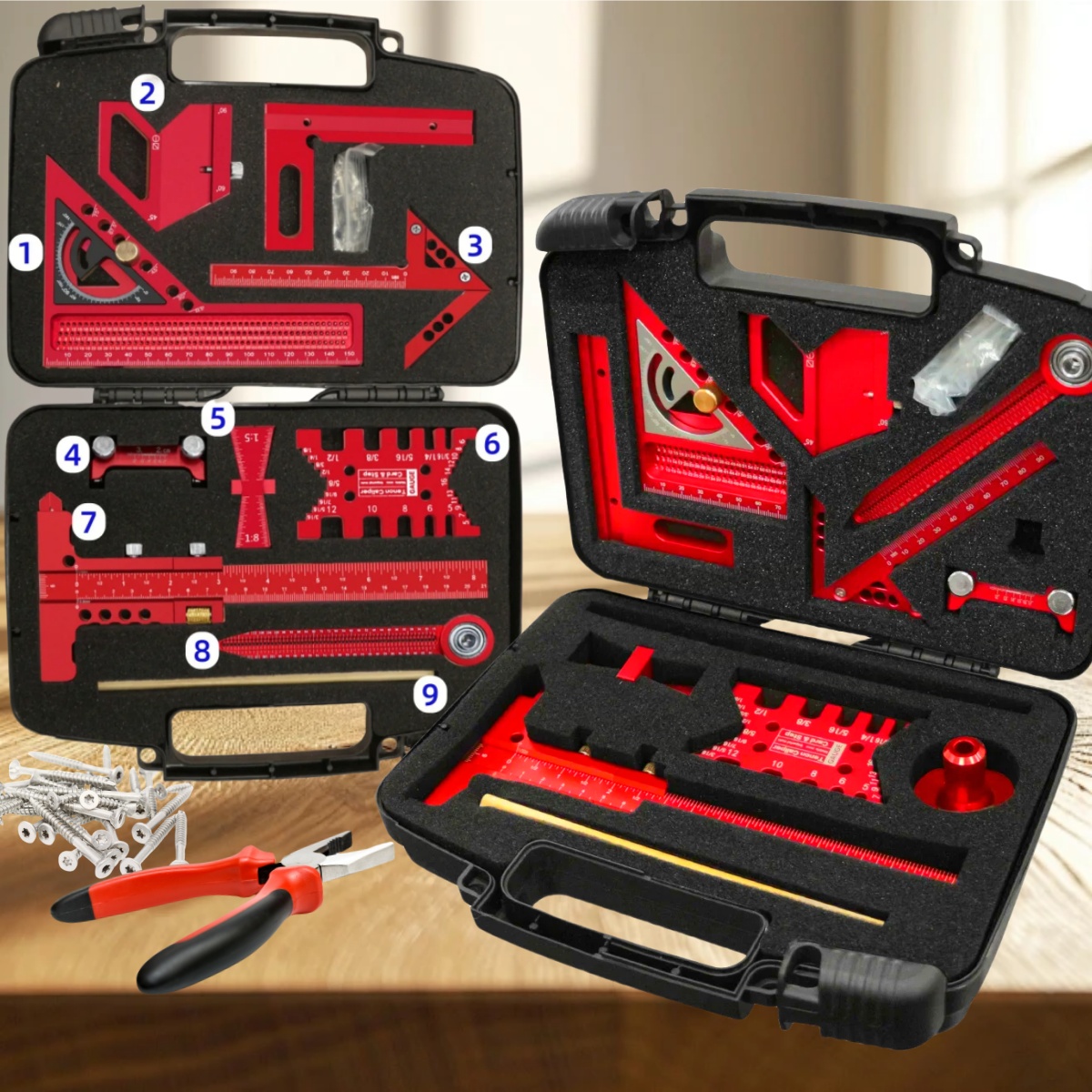 Woodworking Free Plans - 9 stks/10 stks Houtbewerking Meetinstrument Set