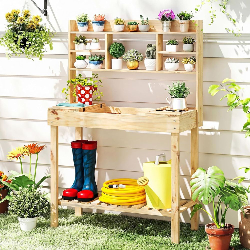 Workbench Woodworking - Potting Bench-tafel, 60” houten werkbank voor
